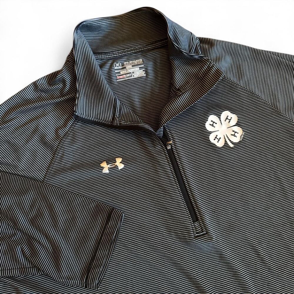 Under Armour lightweight quarter zip pullover Black White stripes 4-H Logo 2XL